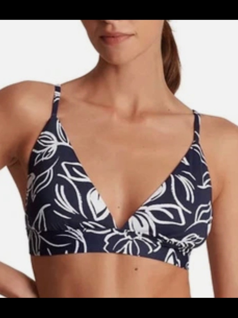 Ralph Lauren Navy and White Floral Bikini Top